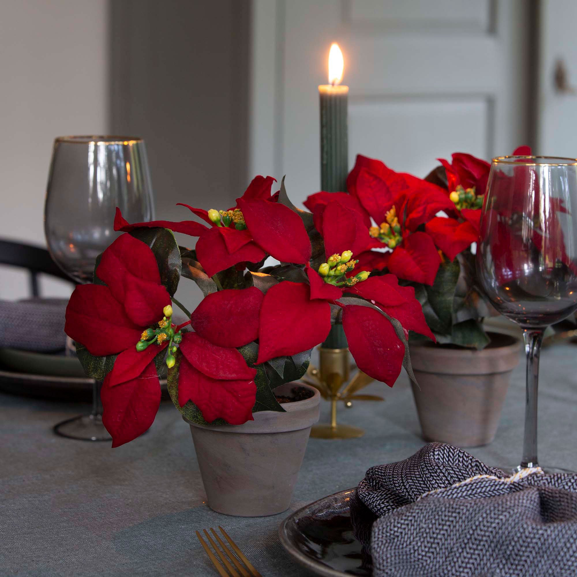 Künstlicher Weihnachtsstern Poinsettia rot-grün kaufen