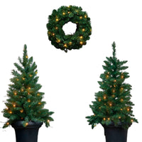 Black Box 2x künstlicher Weihnachtsbaum + 1x Adventskranz 'Norton' inkl. LED-Beleuchtung