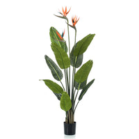 Künstliche Pflanze Paradiesvogelblume Strelitzia orange inkl. Ziertopf, schwarz