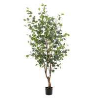 Künstliche Pflanze Eukalyptus inkl. Ziertopf, schwarz