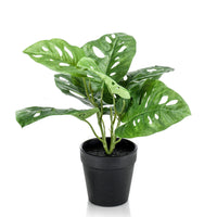Künstliche Pflanze Fensterblatt Monstera 'Monkey Leaf' inkl. Ziertopf, schwarz