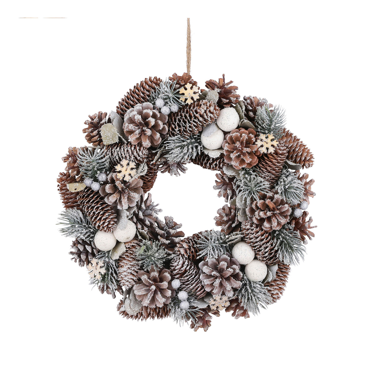 Künstlicher Adventskranz inkl. Weihnachtsdekoration Weiß