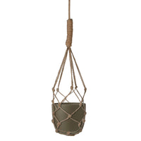 Mica Decorations Blumentopf Tusca rund - Innentopf grün inkl. Jute-Pflanzenhänger