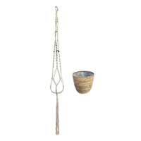 Rattan Ziertopf Macrame 'Ballon Stripe' braun inkl. Pflanzenhänger