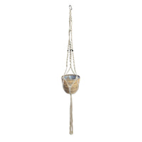 Rattan Ziertopf Macrame 'Ballon Stripe' braun inkl. Pflanzenhänger