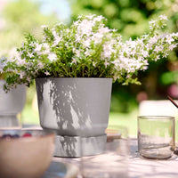 Elho Greenville-Blumentopf, rund, grau – Pflanzgefäß Outdoor