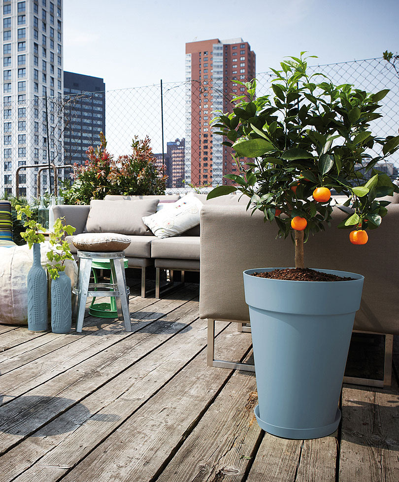 URBNLIVING Großer Hoher Blumentopf Mit Betoneffekt, Für Drinnen Und Draußen, Garten, Terrasse, Pflanzgefäße (Beton, 250 Mm